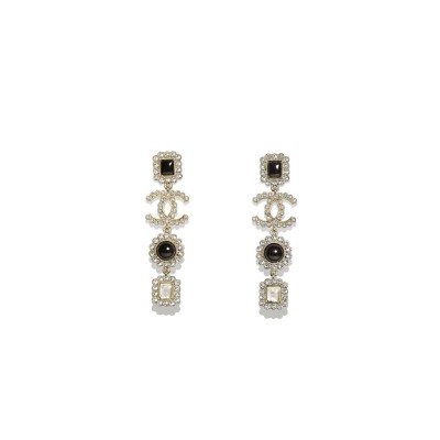 CHANEL AGATE EARRINGS BLACK 